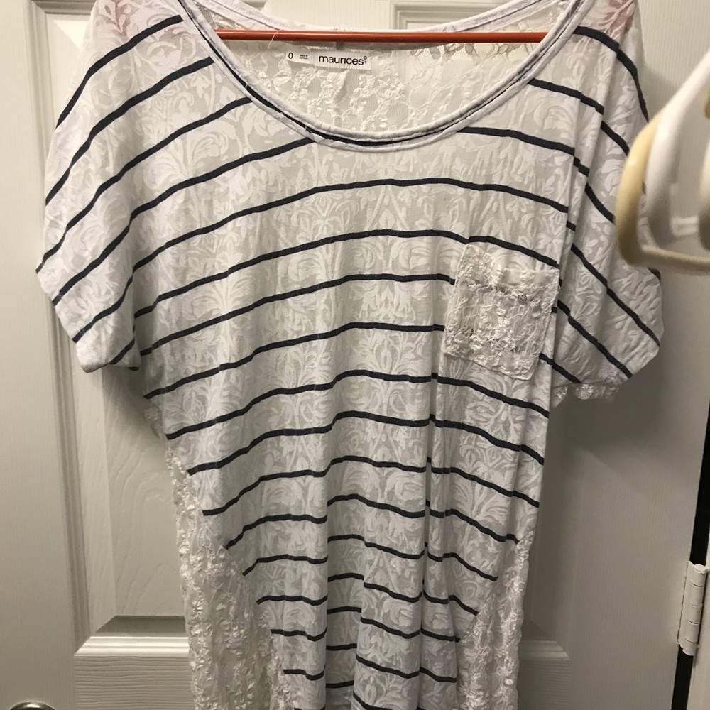 Stripped, full lace shirt from Maurice’s .